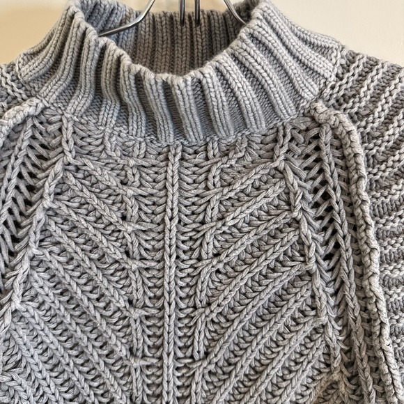 Free People Sweetheart Mock Turtleneck Cropped Sweater Tungsten Gray Sz Small - Picture 2 of 8